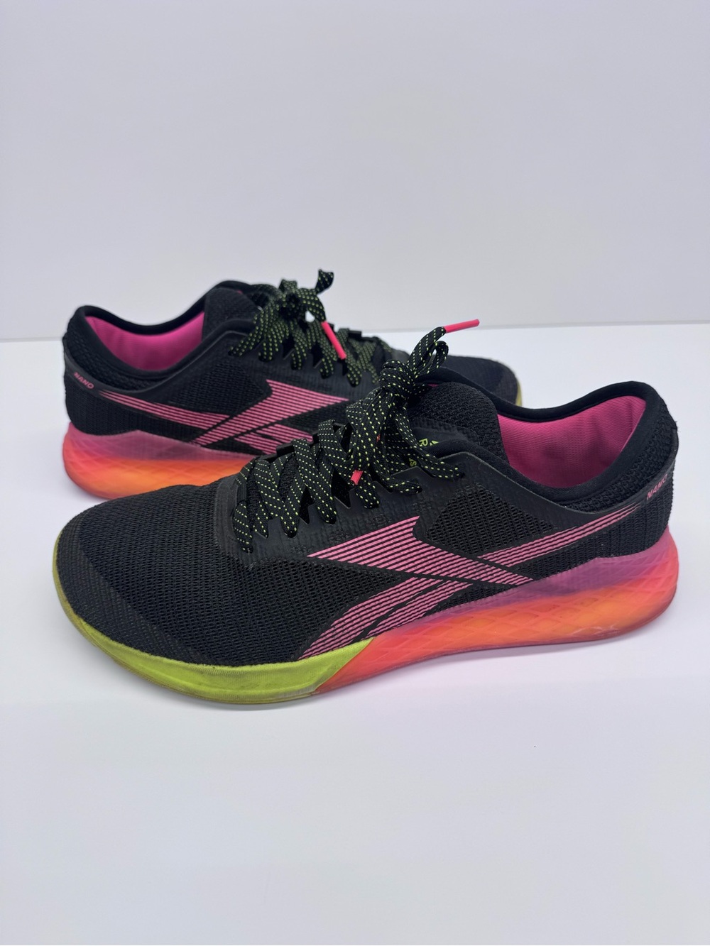 Reebok Nano 9.0 Men’s Black and Pink with Sunset Gradient Sole